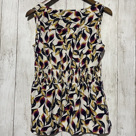 Banana Republic Women Small‎ White Multicolor Stretch Waist Sleeveless Top - Picture 4 of 5